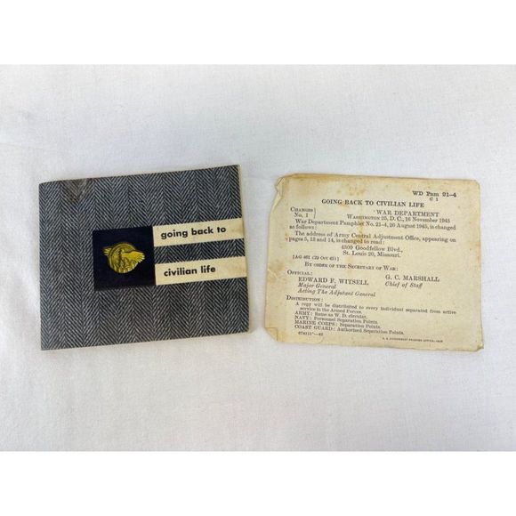 Other - 1945 WWII Ruptured Duck Honorable Discharge Booklet Going Back to Civilian Life